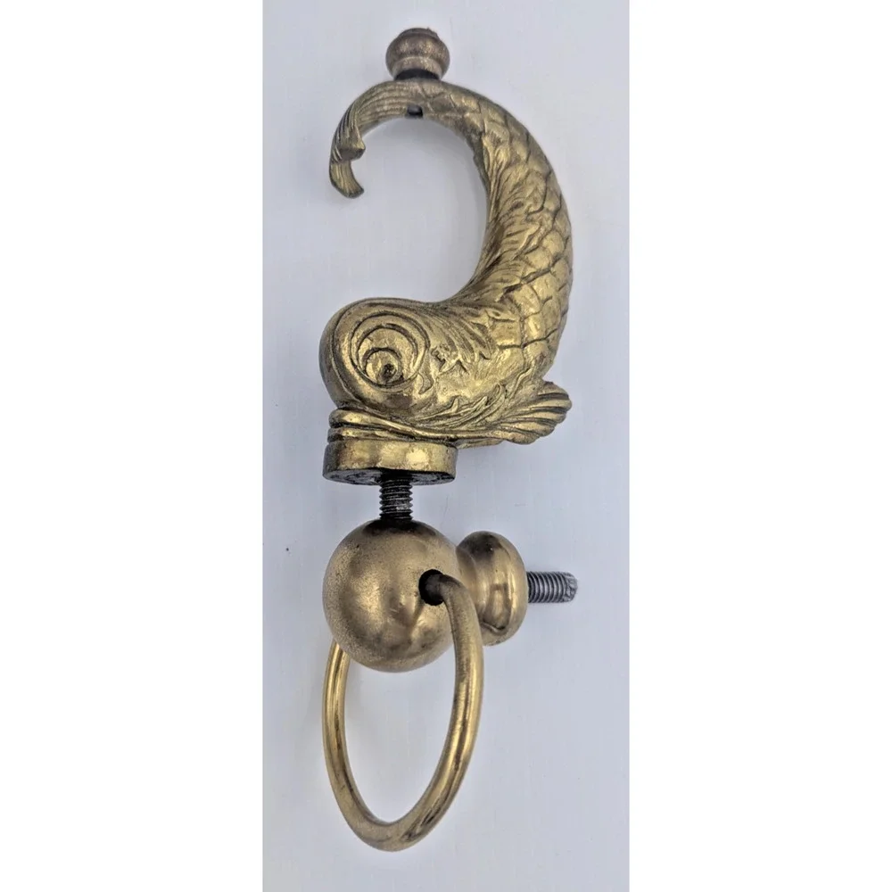 Brass Koi Fish Dolphin Screw on Part Solid Decor Repurpose Furniture Piece
